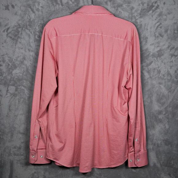 Mizzen+Main Large Trim Fit Red Gingham Check Performance Dress Shirt - Picture 2 of 4